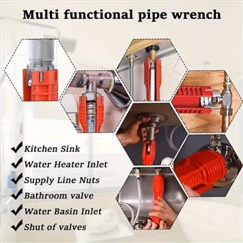 8 IN 1 Sink Wrench, Faucet And Sink Installation Tool Multifunctional Plumbing Tool Pipe Extractor For Sink Bathroom Kitchen Toilet Plumbing Valentine, Tools, Plumbing Tools