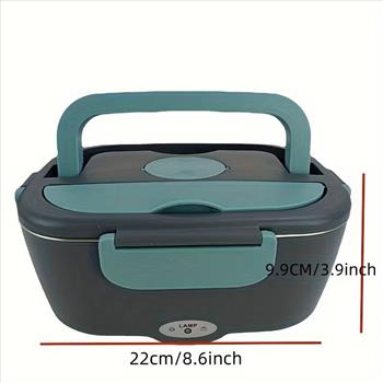 50.72oz Insulated Electric Lunch Box - Portable Quick Heating Lunch Box - Stainless Steel Container with One Plate for Cars, Trucks, Offices, and Outdoors - Multi-Voltage 12V/ 24V/ 110V Adult Food Heater