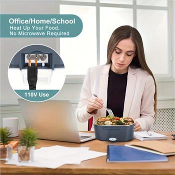 50.72oz Insulated Electric Lunch Box - Portable Quick Heating Lunch Box - Stainless Steel Container with One Plate for Cars, Trucks, Offices, and Outdoors - Multi-Voltage 12V/ 24V/ 110V Adult Food Heater