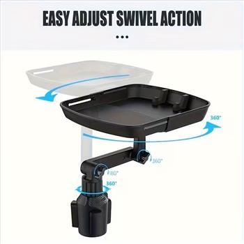 Adjustable Car Cup Holder with Multifunctional Rotating Tray - ABS Material, 360 Degree Rotating Desktop Extension, Convenient for Food