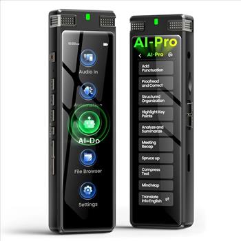 136GB AI Voice Recorder, TIMMKOO Digital Voice Recorder with Playback AI Text