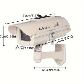 Solar Powered Fake Security Camera with Blinking Red LED - Matte Metal High Quality Dummy CCTV, Wall Mounted Burglar Deterrent for Yard, Garage, Indoor & Outdoor Use, Solar Outdoor Security Camera, Realistic Surveillance Design, Property Protection, Scarea