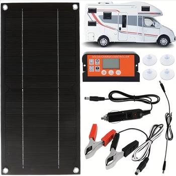 [Solar Panel Charger Kit] 600W Controller 30W Solar Panel Charger Monocry Stalline Silicon 100A Charge Controller Solar Panel Kit with Extension Cable Clip for RV Outdoor Camping