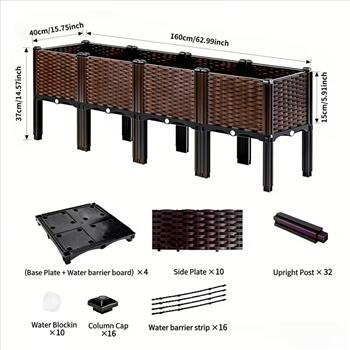 Multi-functional Elevated Planters Upgraded Heightened Vegetable Planter With Drainage System, Ideal For Vegetables Herbs And Flowers Durable Plastic Planter Flower Box For Patio, Garden Terrace Rectangular Garden Bed Set Creative Christmas Planters