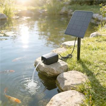 Square Solar-Powered Aeration Pump with Hose, Air Stone, and Various Small Accessories, 118.11inch Wire, Portable Oxygen Pump, Effectively Aerates Ponds, IPX4 Rating