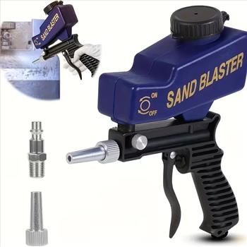 Portable Sand Blaster Gun with Ergonomic Handle - 600Cc Capacity, Ideal for Paint & Rust Removal, Suitable for Wood, Metal, Cars, Includes Soda Powder, Sand, Walnut Shells & Oxide, Adjustable Gravity Feed Small Air Sand Blaster