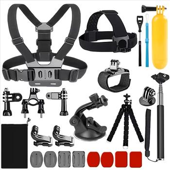 20pcs Sports Camera Accessory Kit Suitable for Hero 12, 11, 10, 9, 8 Max, 7, 6, 5, 4 - Includes Head Strap, Chest Harness, Wristband, Selfie Stick, Tripod, and More Free Combination Accessories
