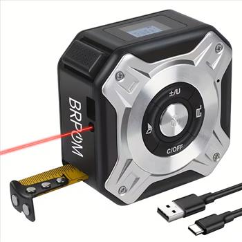 Laser Measuring Tape 2 in 1 Digital Measuring Tape High Precision Laser Rangefinder Steel Measuring Tape, with 131Ft Laser Measure, 16.5Ft Measuring Tape, LCD Display