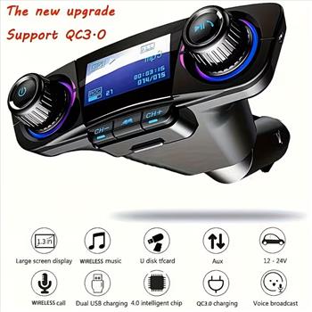 MP3 Player with Card Slot, AUX, Bluetooth Receiver, Multifunctional USB Flash Drive, Music Player, Hands-Free Calling, Phone Charger, Bluetooth FM Transmitter