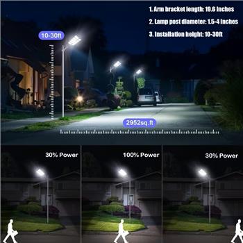 Solar Street Lights Outdoor, Commercial Parking Lot Light, 6500K Dusk to Dawn IP44 Security Flood Lights Motion Sensor LED Lamp for Basketball Court, Road, Yard, Solar Light Sensor, Outdoor Solar Lights for Fence, Solar Fence Lights