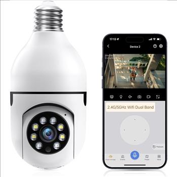 4K Security Camera Wireless Outdoor,2.4G/5GHz WiFi Light Socket Security Cameras,2K Lightbulb Camera,AI Motion Detection Cameras for Home Security Outside,Smart Security Camera