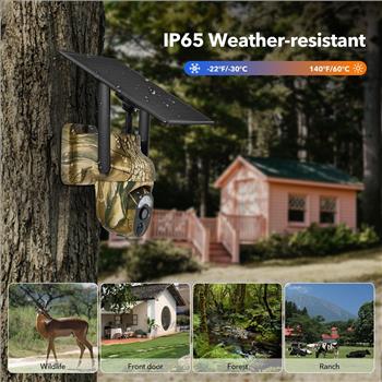 4G LTE Cellular Trail Cameras 2K 360° View Live Streaming Game Camera Built-in SIM Card with Motion Activated Color Night Vision Remote Phone Access Solar Powered Trail Camera IP65 Waterproof 1Pack