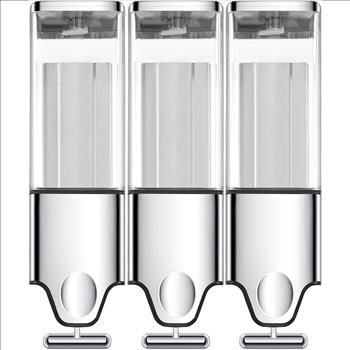 3-in-1 Quadrate Dispensers for The Shower,Shower soap Dispenser,Conditioner Dispenser, Shampoo Dispenser,No Drilled Wall Mounted Distributor,Hotel,Bathroom,Home