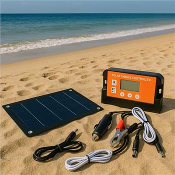 100A Monocrystalline Solar Panel Kit with Extension Cable, Battery Clip & Solar Charger Perfect for RV, Camper, Off-Grid Camping, 12V/24V Power Supply, Portable Solar Generator for Outdoor Use