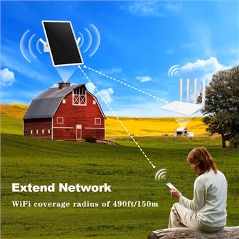 Solar Panel Repeater, Outdoor Dual Band Wifi Signal Extender/Amplifier, Suitable for 2.4Ghz Routers, Wifi Repeaters, 300Mbps, Coverage Radius Up to 490 Feet/150M, 15W/5V Solar Panel, 20000Mah Battery