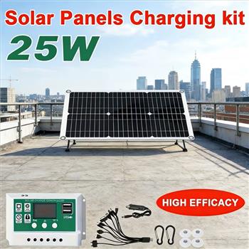 Portable 25W High-efficiency Solar Charger for Fast Charging Of Mobile Phones, Tablets, Laptops. Ideal for Camping, RV Travel And Power Outages.