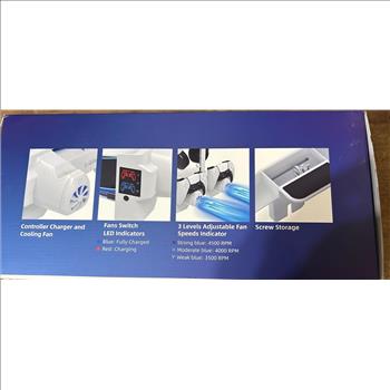 PS5 Horizontal Stand and Cooling Station with 3-Level Cooling Fan, Dual PS5 Controller Charger for PlayStation 5 Controller, Horizontal PS5 Cooling Stand