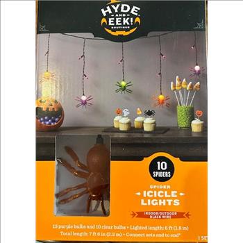 Halloween Spider Curtain Lights,7Ft Halloween LED Spider String Lights with 10 Spider Lights and 15 Mini Lights Spider Curtain Lights Plug in for Indoor Outdoor Party Yard Halloween Decorations