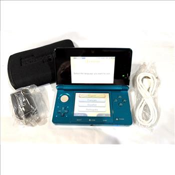 Nintendo 3DS Light Blue Console Stylus Case + Charger 128GB Card