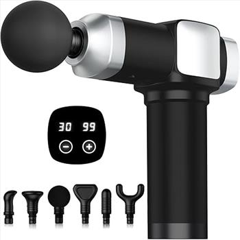 Massage Gun Deep Tissue, Portable Percussion Electric Muscle Massager for Pain Relief, Handheld Massagers with 30 Speeds & 6 Attachments for Back and Neck, Gifts for Men Women