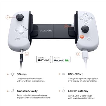 BACKBONE One Mobile Gaming Controller (PlayStation Edition), USB-C Phone Controller for Android & iPhone 15/16/17 Series