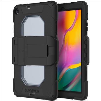 Griffin Survivor All Terrain Case for Samsung Galaxy Tab A 10.1 (2019) - Black Military Standard I Screen Protector I Extremely Resistant I Removable Stand - GSA-026-BLK