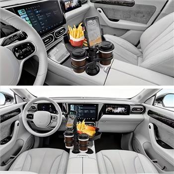 3-in-1 Multifunctional Car Cup Holder - Durable ABS Plastic, Stable Expandable Base, Essential Travel Accessory