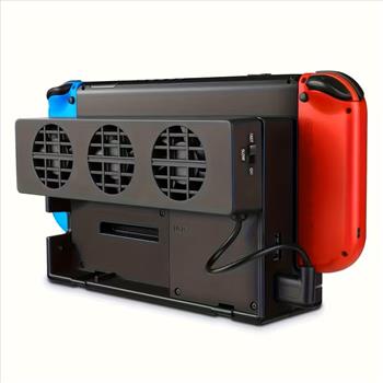Cooling Fan for Nintendo Switch - Dock Mount Console Cooler 3 Fans Adjustable Speed Temperature Control Station Pad USB Heat Exhaust Ventilation Gaming Additions for Original Switch