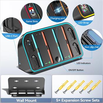 RGB Switch 2 (2025) Wall Mount Kit Charger for Switch 2/1/OLED RGB Charger Dock