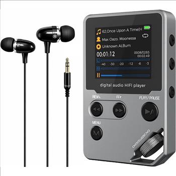 HiFi MP3 Player for Lossless Music, 1536K WAV FLAC APE Music Player with Bluetooth, Metal Hi-Res Digital Audio Player, Portable DAP with 72GB Storage, 60H Playtime, for Travel, Airplane