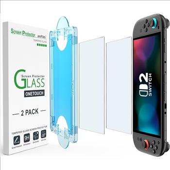 Auto-Alignment OneTouch for Nintendo Switch 2 Screen Protector Matte | Tempered Glass Accessories, 30s Install, Bubble Free, Scratch & Drop Resistant, Touch Sensitive, 7.9'' Matte 