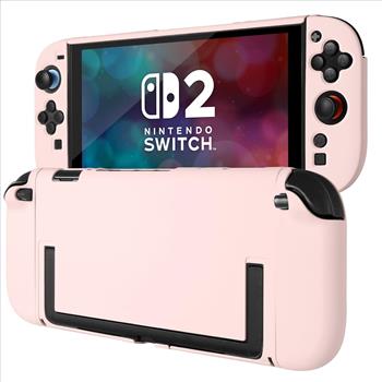 MOROCK Protective Case for Nintendo Switch 2 2025, Ergomomic Grip Hard PC Frosted Back Shell Cover with Silicone Handle, Shock-Absorption and Anti-Scratch, Pink