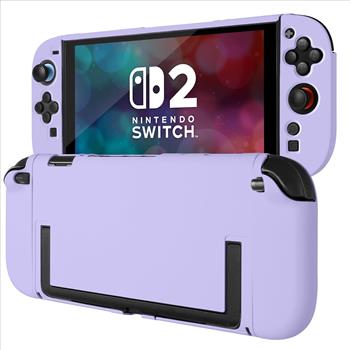 MOROCK Protective Case for Nintendo Switch 2 2025, Ergomomic Grip Hard PC Frosted Back Shell Cover with Silicone Handle, Shock-Absorption and Anti-Scratch, Purple