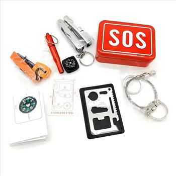 set Outdoor Survival Gear Set, Outdoor Gear, Wilderness Survival Tool Set, Emergency Kit, SOS Box, Survival Kit
