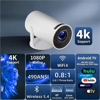 LED Home Cinema Projector, BT5.4, Android 13, Supporting Wifi Local 1080P And 4K Wireless Connection, Entertainment Setup, Local Warehouse 3-7 Days Delivery, for Movie Enthusiasts And Film Lovers