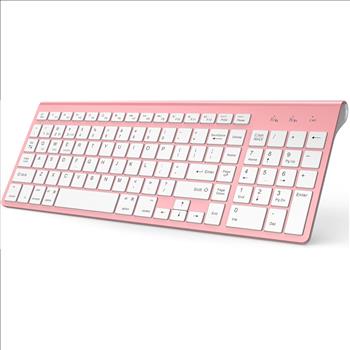 Pink Wireless Keyboard with Number Pad, Dual Mode Slim Keyboard Connects Up to 3 Devices for iMac/Mac,MacBook, iPad,Laptop,Android,Windows