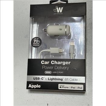 JW Car Charger USB C to Lightning cable 3 amp Fast charge