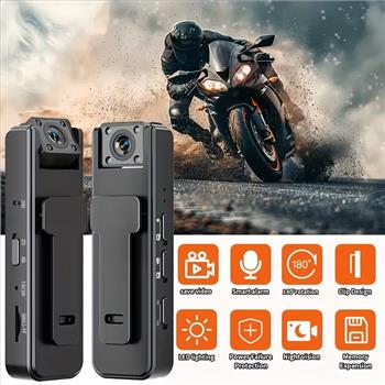 1080P HD Wearable Body Camera with Night Vision - Rechargeable, 180° Rotating Lens, 128GB TF Card Support - Security, Sports, Travel & Evidence Collection