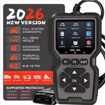 Professional OBD2 Diagnostic Scanner Tool, USB Powered, Engine Fault Detector, Code Reader, Battery Tester, I/M Ready State, Code Eraser, 10 Languages Supported, Compatible with All OBD II Protocol Cars Since 1996, Battery Not Included