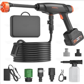 Cordless Pressure Washer Battery Powered; 1100PSI 2.4 GPM Portable Cordless Power Washer with 6-in-1 Nozzle, Foam Cannon, 21V Battery&Charger; Handheld Battery Pressure Washer for Home, Car