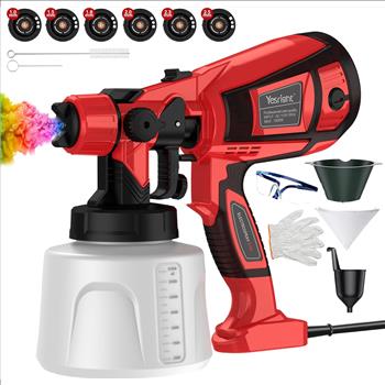 Electric Paint Sprayer Gun - 1200ml/min Paint Gun or Stain Sprayer with Adjustable Airflow and 600W Motor - HVLP Paint Sprayers for Home Interior or Exterior