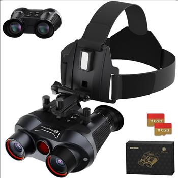 3D VR Night Vision Goggles - Rechargeable Head Mounted Binoculars, Built-in Giant Screen, 4K Video, 24MP Photos, 6X Digital Zoom