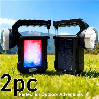 Ultra Bright Solar Outdoor Handheld Lights, Camping Lights, Flashlights, Built-in 2400mAh Large Capacity Battery, 8 Lighting Modes, With Portable Hooks, Suitable For Power Outage Emergency, Mobile Phone Charging, Camping