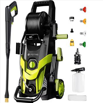 Upgraded Electric Pressure Washer, 4500 PSI 3.2 GPM Power Washer with 4 Quick Connect Nozzles, Inlet Hose & Filter& Foam Cannon for Cars/Fences/Driveways/Home Cleaning
