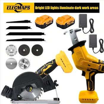 Brushless Dual Saw Kit, Compatible for Dewalt 20V Batteries, Includes Reciprocating Saw And 4-inch Circular Saw Mode. The Rotational Speed Is 3500 Rpm And 20000 Rpm. It Has 4-speed Adjustment Function, Suitable for Cutting Various Materials