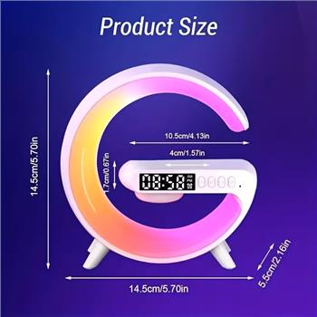 Multi-Function Wireless Charger Stand Fast Wireless Charging Station For Iphone 17 16 15 For Samsung HD Audio Subwoofer Portable Wireless Speaker Alarm Clock Colour LED Night Light RGB Light Bedside Lamp