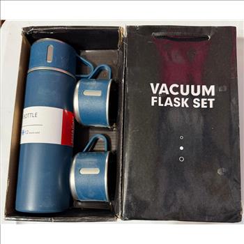 Vacum Flask Stainless Steel Thermo 500ml/16.9oz Vacuum Insulated Bottle with Cup for Coffee Hot drink and Cold drink water flask Birthday,Valentine Gift Set .(Blue,Set)