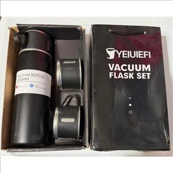 Vacum Flask Stainless Steel Thermo 500ml/16.9oz Vacuum Insulated Bottle with Cup for Coffee Hot drink and Cold drink water flask Birthday,Valentine Gift Set .(Black,Set)