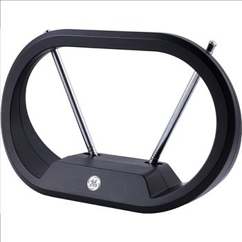 GE Modern Loop Rabbit Ears Indoor TV Antenna, 15 inch Extendable Dipoles, 4K 1080P VHF UHF, Tabletop Antenna, Digital HDTV Antenna, Smart TV Compatible