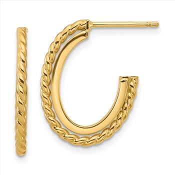 14K Gold Italian High Polish Rope Hoop Earring Stunnings